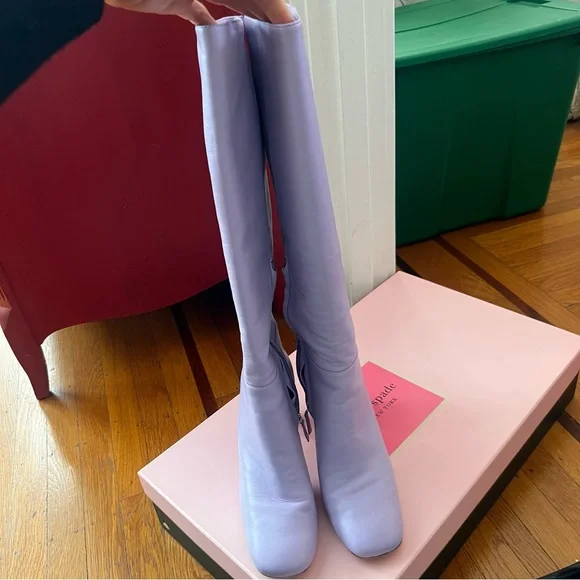 Kate Spade Rochelle frozen lilac purple tall leather boots 10 EUC - Picture 5 of 11